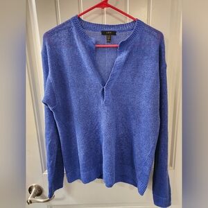 J.Crew Periwinkle Blue Open Knit V-Neck Sweater XS Lightweight Pullover